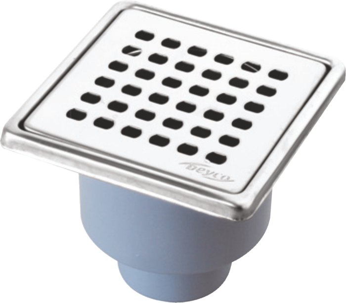Chrome Floor Drain with Flap 10x10 Ø50 Bottom Outlet (Stainless Frame)