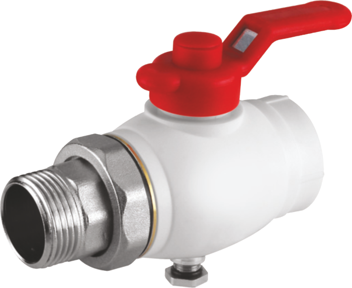 Кран шаровой PP с металлической ручкой (Термо)