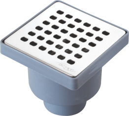 CHROME FLOOR DRAIN CAP WITH BOTTOM OUTLET AND PLASTIC FRAME  10X10 Ø50